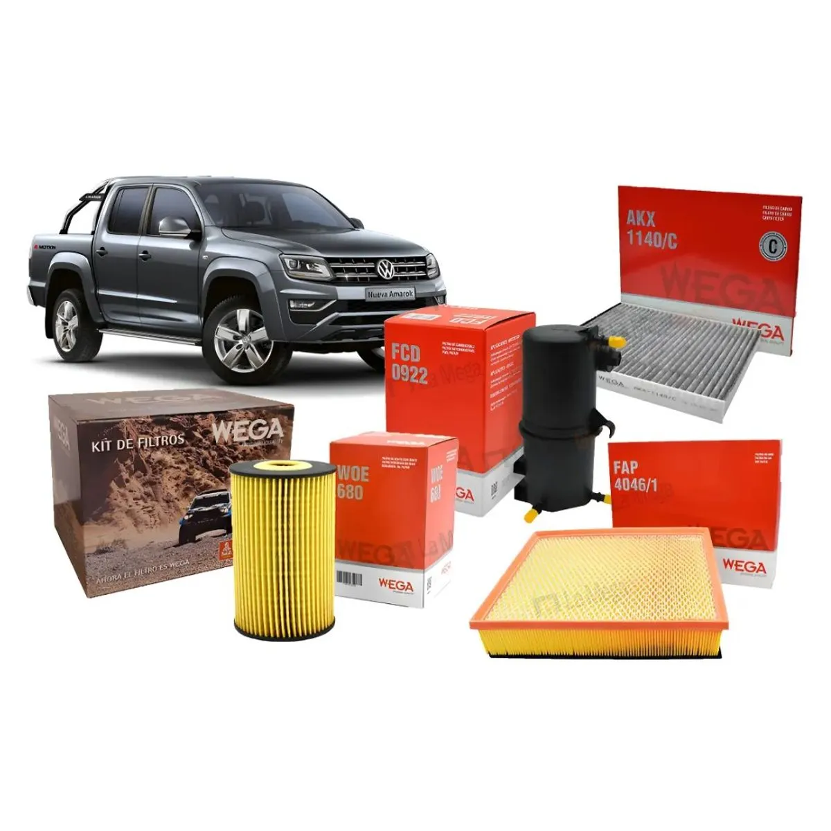 Kit 4 Filtros Volkswagen Amarok New Con Sensor Wega
