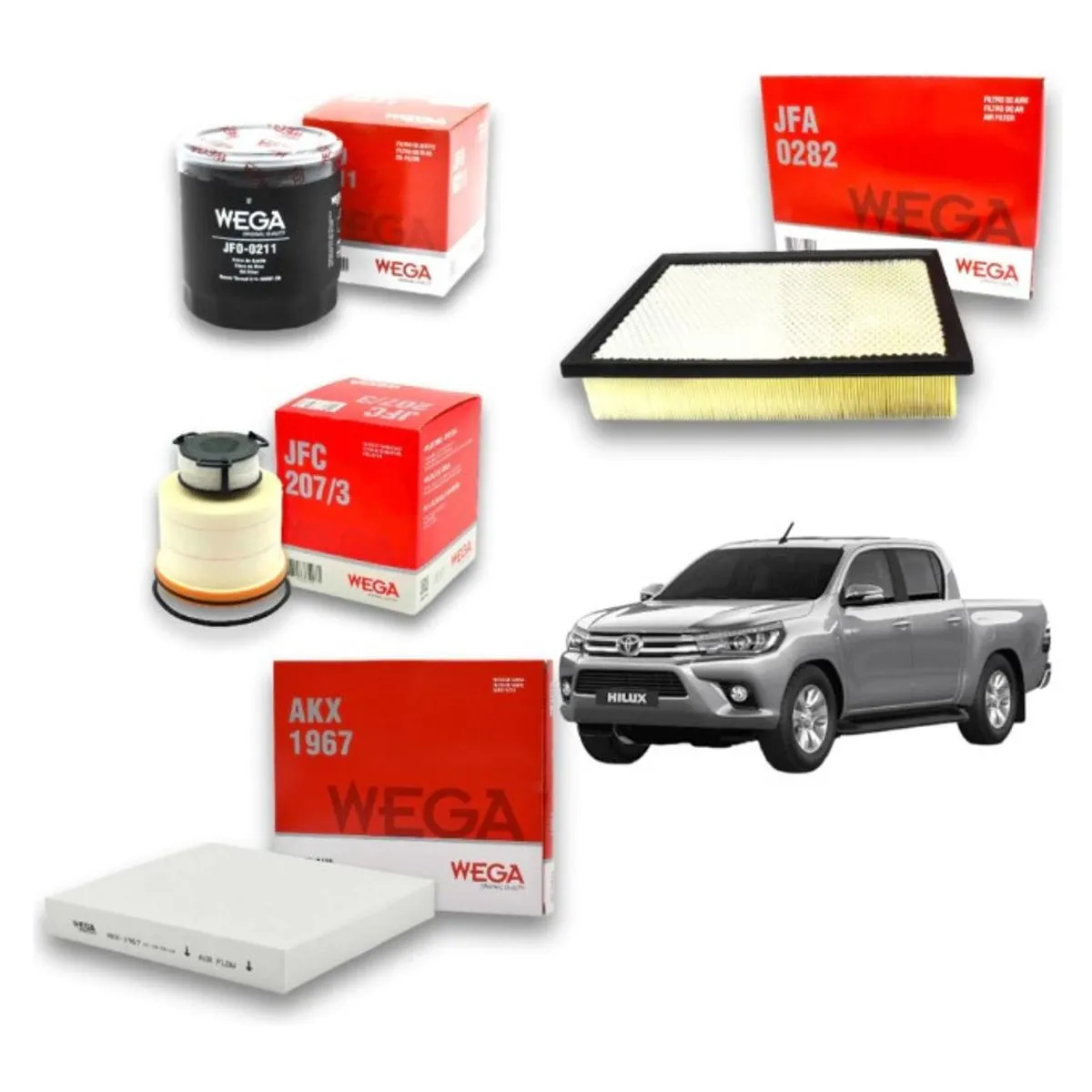 Kit 4 Filtros Toyota Hilux Srv 3.0 Y 2.5 Tdi 2005/2015 Wega